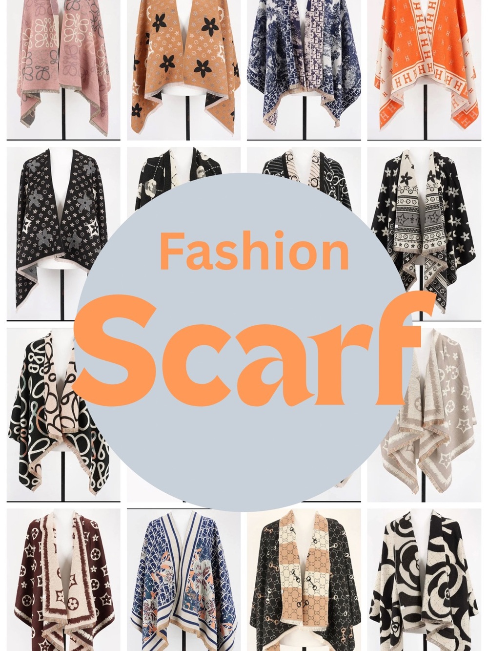 Fashion Scarf Wrap - Pink and Beige Patterned Styles
